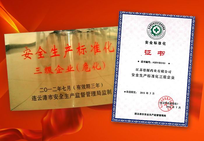 公司獲得“?；菲髽I(yè)安全標(biāo)準(zhǔn)化”證書